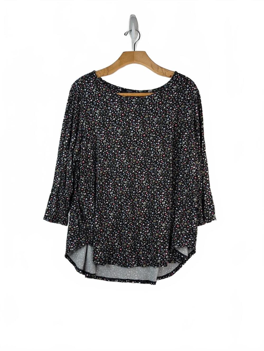 Tahari Floral Knit Top with Scoop Neck and 3/4 Sleeves Women's Size 2X